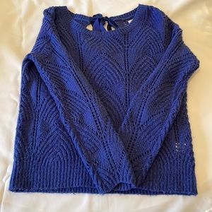 Lauren Conrad Subtle Sparkle Blue Sweater with Tie Back